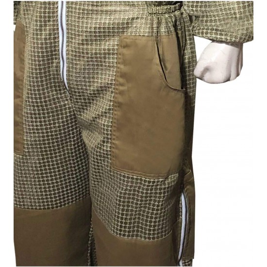 Brutul Bee 3 Layer Beekeeping Ultralight Ventilated Suit With Round Veil (KHAKI, M)