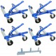 1500 LB 12.5'' Wheel Car Positioning Dolly with Ratcheting Foot Pedal (4 Pack with Stand), Blue