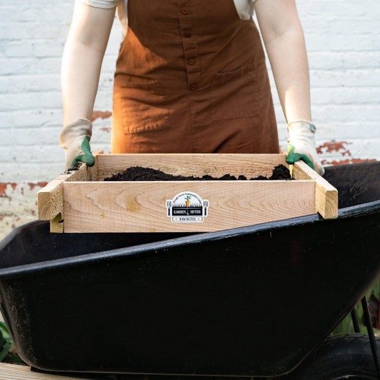 Cedar Garden Sifter for Compost, Dirt and Potting Soil - Made in The USA - Sustainable Cedar - Heavy Duty Stainless Grate (Wheelbarrow)