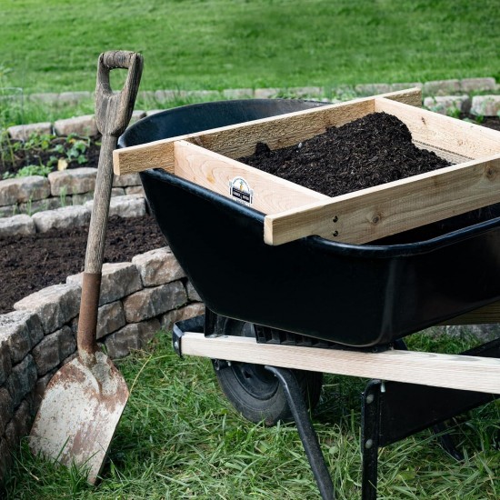 Cedar Garden Sifter for Compost, Dirt and Potting Soil - Made in The USA - Sustainable Cedar - Heavy Duty Stainless Grate (Wheelbarrow)