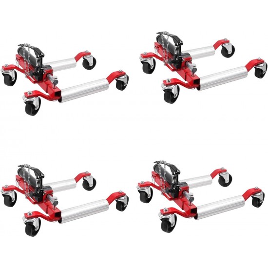 4PC Wheel Dolly, 1500LBS Capacity Car Dolly with Hydraulic Tire Jack for Vehicle Positioning for Truck RV Trailer