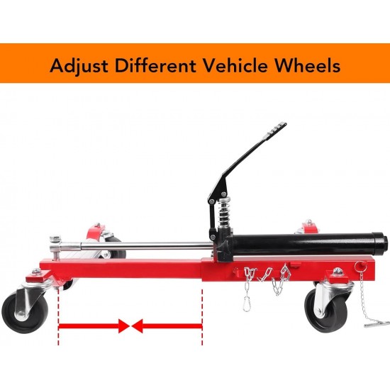 4PC Wheel Dolly, 1500LBS Capacity Car Dolly with Hydraulic Tire Jack for Vehicle Positioning for Truck RV Trailer