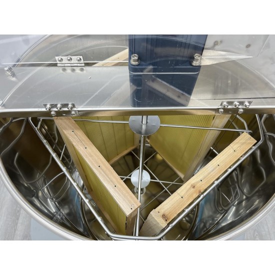 Electric Honey Extractor, Stainless Steel Beekeeping Extraction, Powered Honeycomb Drum Spinner with Transparent Plexiglass Lid, Apiary Centrifuge Equipment 110V