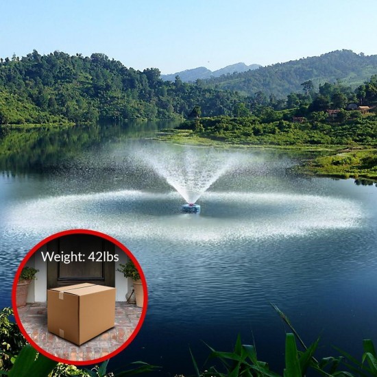 Pond Fountain Aerator - 2HP / 1.5kW 110V 100ft Cord | Stainless Steel Lake Fountain | V-Shape Display | Pond Cascade Pump for Large Ponds | Pond Jet System | Fresh/Salt Water