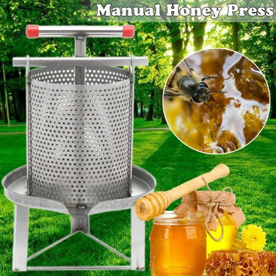 Honey Press Presser Stainless Steel Bee Honey Press Extractor Wax Press Manual Beeswax Presser Beekeeping Pressure Machine for Home, Wine Shop, Restaurant, Bee Field