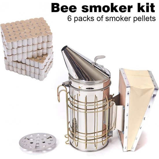 Bee Hive Starter kit, 8-Frame Hive and Beekeeping Supplies-All, Beehive Kit Includes 1 Wax Coated Deep Bee Box,Frames, Waxed Foundation and Beekeeping Tools Kit with Bee Jacket