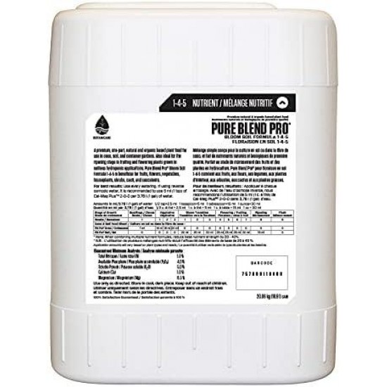 Pure Blend Pro Bloom Soil, Nutrient for Fruit and Flowers, 1-4-5, 5 gal.