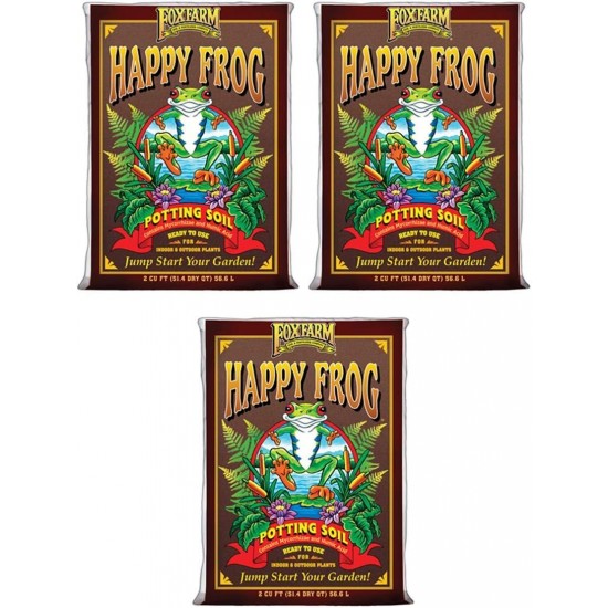 FoxFarm FX14047 Happy Frog pH Adjusted Organic Plant Garden Potting Soil Mix Bag, 2 Cubic Feet (3 Pack)