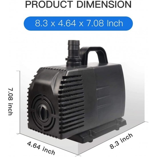 CPF-2500 Grech Pond Bio Pressure Filter, UVC Upto 1600 gal, 13W & Simple Deluxe 1056GPH 276W Submersible Pump With 15' Cord, Water Pump & Inline