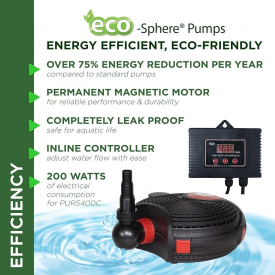 Corporation Eco-Sphere Energy-Saving 5400GPH Pond Pump with Controller and 33-ft. Cord & GREAT STUFF 99112849 Smart Dispenser Pond & Stone, 12 oz, Black