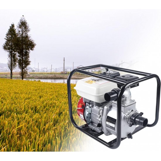 Gasoline Water Transfer Pump 6.5HP 210CC Irrigation Transfer Pump Portable Water Pump for Agricultural Pool Garden Tunnel 19.3x16.5x15.7in,Flow 36(m³/h), Max Suction Head 7M