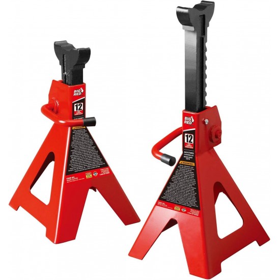 T41202 Torin Steel Jack Stands: 12 Ton (24,000 lb) Capacity, Red, 1 Pair