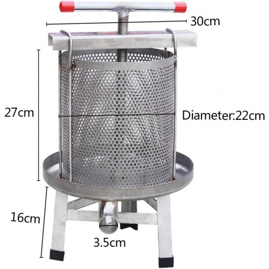 Honey Presser Beeswax Extractor Beekeeping Machine Stainless Steel Household Manual Honey Press Extractor Beekeeping Tool for Wine Honey and Juice Making (201 Stainless steel)