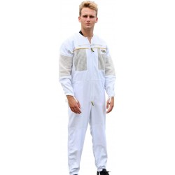 Beekeeping Suit Ventilated Poly Cotton Extra Cool Beekeeper Costume Kit with 2 Hoods Fencing/Folding & Round Brim Hat (3-XL)