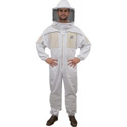 430 Ventilated Beekeeping Suit with Round Veil, M, Linen White