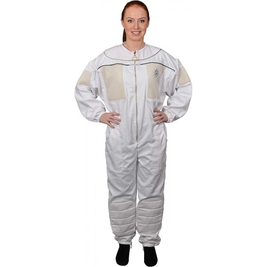 Ventilated Beekeeping Suit with Round Veil and Goatskin Gloves (Medium)