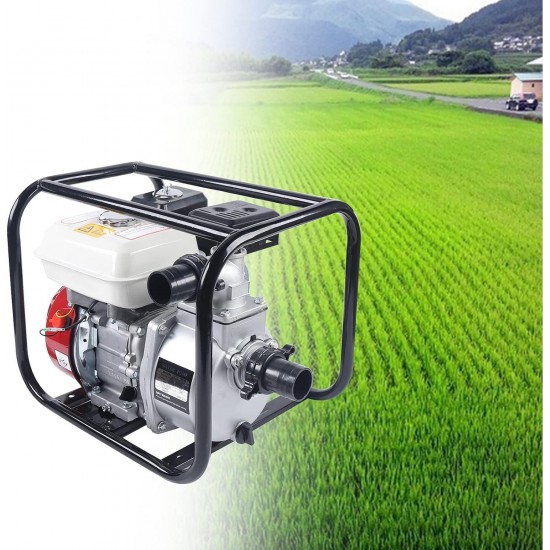 Gasoline Engine Water Pump,210cc 4-stroke 6.5HP Gas-Powered Water Transfer Pump,Low Noise Power Water Pump,2 inch Manual Gas Water Pump for Farmland Lawn Garden,Red