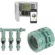 57946 B-hyve Smart 6-Zone Indoor/Outdoor Sprinkler Controller & 57253 3-Valve Heavy Duty Preassembled Manifold & 57184 Green Heavy Duty Swivel Double Union Coupler