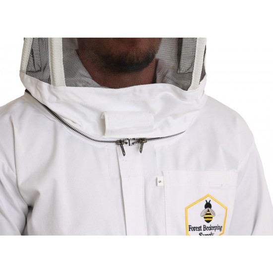 Premium Cotton Beekeeping Suit with Fencing Veil Suitable for Beginner & Commercial Beekeepers Brass Zippers Thumb Straps Hive Tool Pockets-Medium