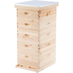 Bee Hive with 10 Medium &20 Deep Honeycomb Foundation Frames, Bee Box for Beekeeper Starter, Beekeeping Supplies Equipment Tool, Wood Complete Honey Bee Hives Kit, 3 Layer Bees House Box