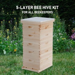 Bee Hive with 10 Medium &20 Deep Honeycomb Foundation Frames, Bee Box for Beekeeper Starter, Beekeeping Supplies Equipment Tool, Wood Complete Honey Bee Hives Kit, 3 Layer Bees House Box