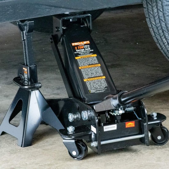 G-4630JSCB 3 Ton Heavy Duty Floor Jack/Jack Stands and Creeper Combo - Great for Service Garage Home Uses - Black