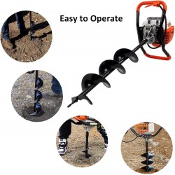 Post Hole Digger, 62CC 2 Stroke Auger Post Hole Digger, Gas Powered Earth Digger 2 Auger Drill Bits(3& 6) and Extension Rods for Farm Garden Plant