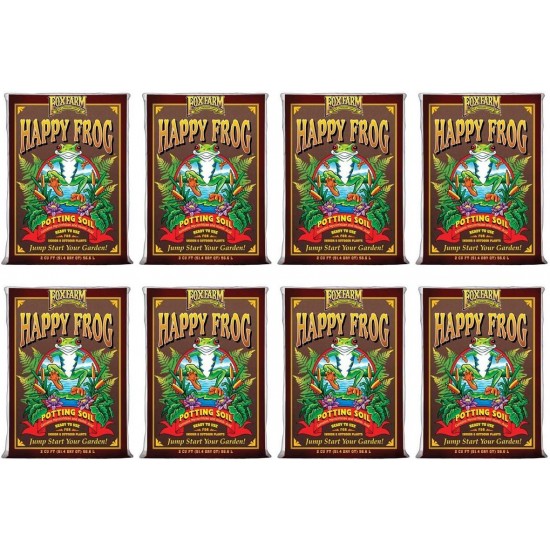 FX14047 Happy Frog pH Adjusted Organic Plant Garden Potting Soil Mix Bag, 2 Cubic Feet (8 Pack)