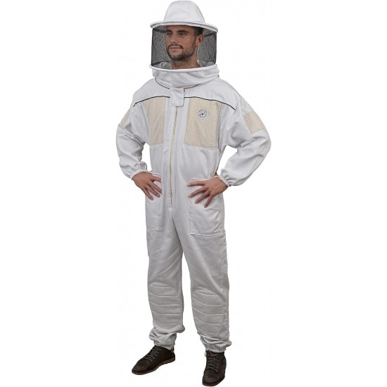 430 Ventilated Beekeeping Suit with Round Veil, M, Linen White