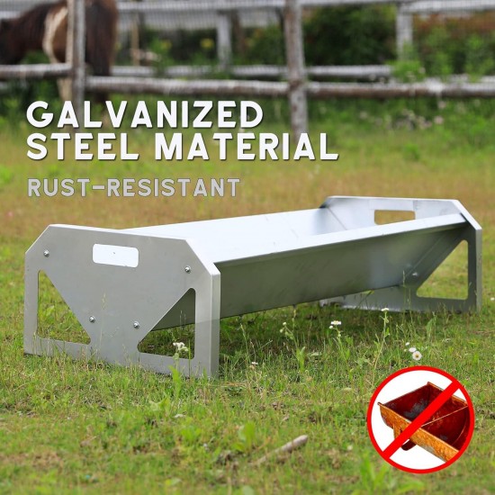 Solution4Patio Portable 45 Long Galvanized Steel Livestock Feeding Trough, Heavy-Duty Large Capacity Feeder, Easy to Clean, for Calves, Sheep, Horses, Alpacas and Goats, B807A02