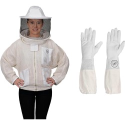 Aero Beekeeping Jacket with Round Veil and Goatskin Gloves (Small)