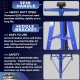 Mountain 52004 2 Ton Automotive Under Hoist Transmission Tripod Stand for Garages, Repair Shops, and DIY, 4,000 lbs. Capacity, Support Range 49-79.75, Heavy Duty Steel, Self Locking Acme Screw, Blue