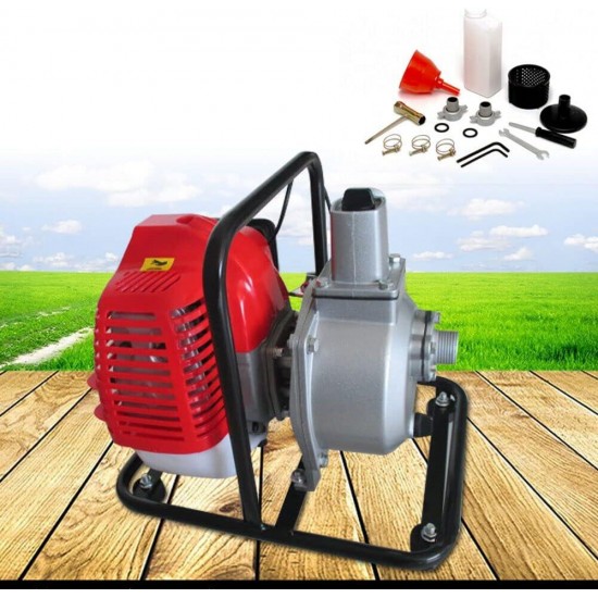 1 2Stroke Gas Powered Water 2HP Water Transfer Pump Portable 2 Stroke 43cc Gas Powered Water Transfer Pump Garden Irrigation