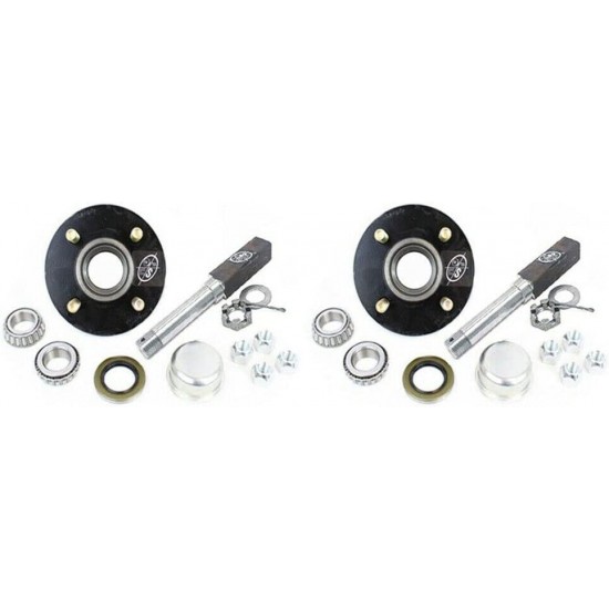 2-Pack Square BT8 Spindle & 4 on 4 Bolt Circle Trailer Hub