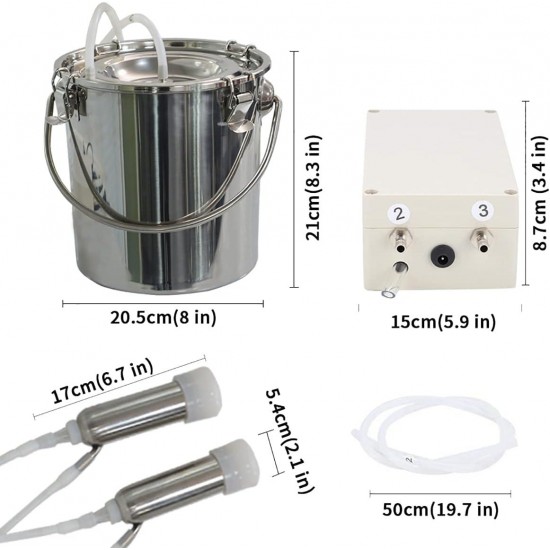 Goat/Cow Milking Machine, Electric Vacuum Pulsation Suction Pump Milker Machine with Automatic Stop Device, Portable Livestock Milking Equipment