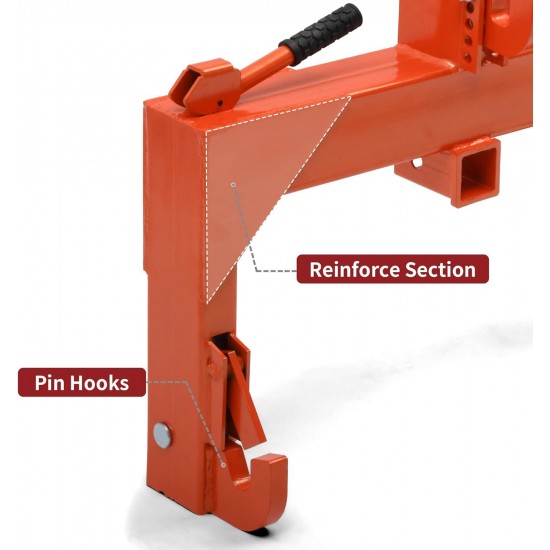 3 Point Quick Hitch, 3000 lbs 3-Pt Attachments with 2 Receiver Hitch Adaptation to Category 1 & 2 Tractor with 5 Level Adjustable Bolt