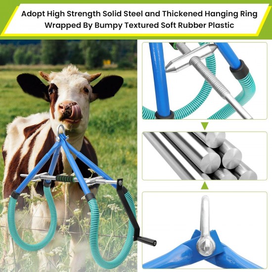 Cow Hip Lift,2204LB Adjustable Clamp OB Milking Birthing Lame,Cow Stand Support Stand Up Assist Device,Cattle Helper Dystocia Severe Typhoid Fever Fallen Postpartum Aid,Stainless Steel