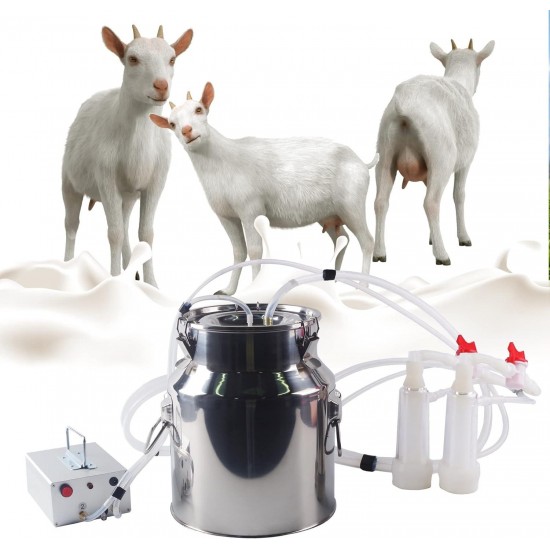 Electric Milking Machine, Portable Stainless Steel Pulse Goat Sheep Goat Milking Machine Vacuum Pump Pail Milking Machine (Color : for Goats, Size : 14L)