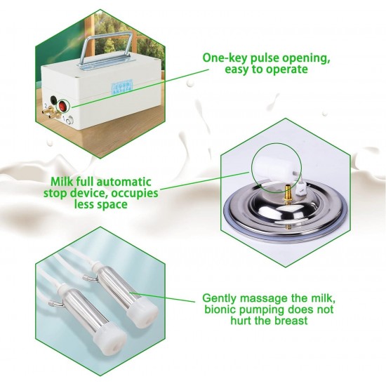 Electric Milking Machine, Portable Stainless Steel Pulse Goat Sheep Goat Milking Machine Vacuum Pump Pail Milking Machine (Color : for Goats, Size : 14L)