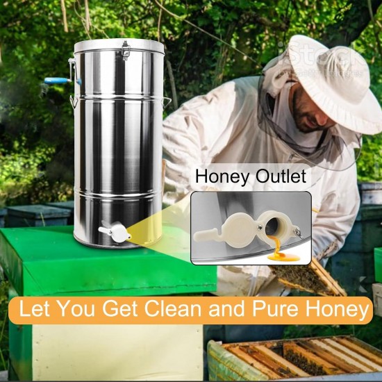 2 Frame Stainless Steel Honey Extractor, Manual Crank Bee Honey Extractor, Honeycomb Spinner Drum, Beekeeping Equipment for Honey Harvesting