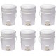 BKT5 Plastic Honey Extractor Bucket with Honey Gate Tool for Beekeeping Harvesting, 5 Gallon (6 Pack)