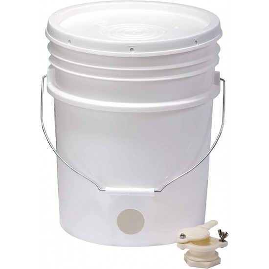 BKT5 Plastic Honey Extractor Bucket with Honey Gate Tool for Beekeeping Harvesting, 5 Gallon (6 Pack)