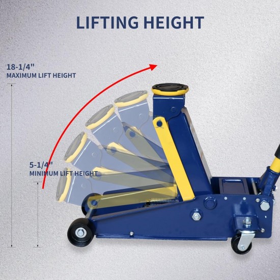 Floor Jack,Heavy Duty 3 Ton Floor Jack,Low Profile Hydraulic Jack, Steel Service Jack Quick Rise with Double Pump Quick Lift