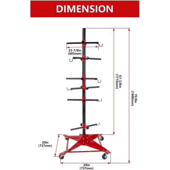 70.9in Universal Auto Panel Tree Paint Support Paint Stand Panel Holder Adjustable Center Post Post Steel Powder Coated Hang Automotive Doors Fenders Bumpers