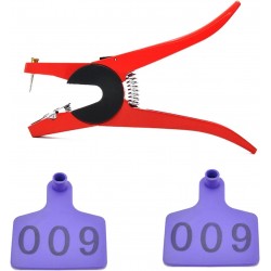 Ear tag 100pcs 001-100 Number Cattle Ear Tag Purple Livestock Farm Animal Label TPU for Goat Sheep Cows Pigs Tags and 1Pcs Plier Applicator Easy to use (Color : Purple)