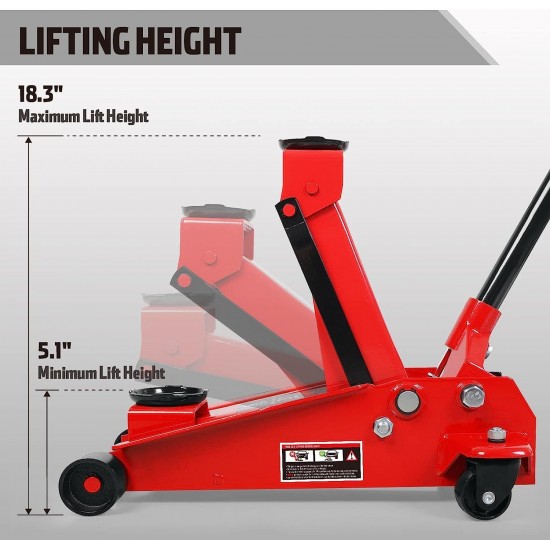 Floor Jack 3 Ton Capacity Fast Lift Service Jack Steel Heavy Duty Hydraulic Car Jack