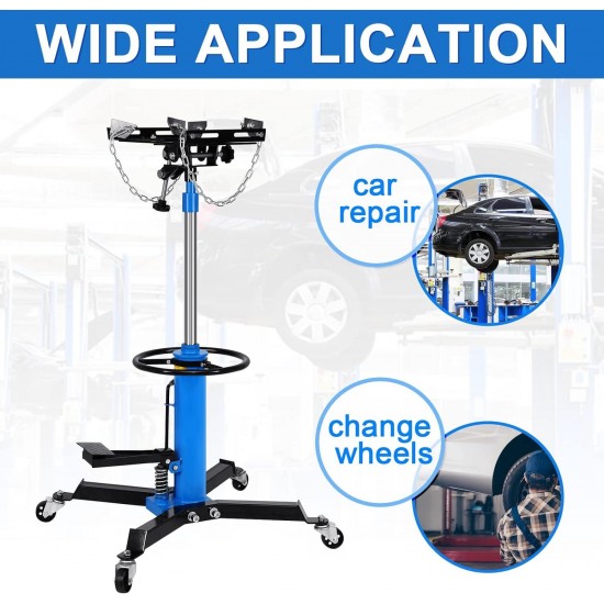 Hydraulic Transmission Jack - 2 Stage 1100lb with Pedal 360° Swivel Wheel Lift Hoist Adjustable Height Hydraulic Telescoping Transmission Jack