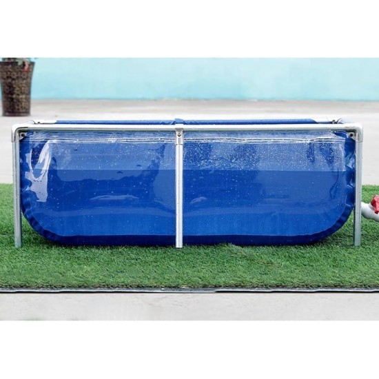 PVC Canvas Fish Pond with Frame, Outdoor Aquarium Water Tank, Garden Fish Pool with Transparent Viewing Panel for Farming Koi, Hydroponic Plants (Color : Blue-Clear, Size : 120x80x71cm)