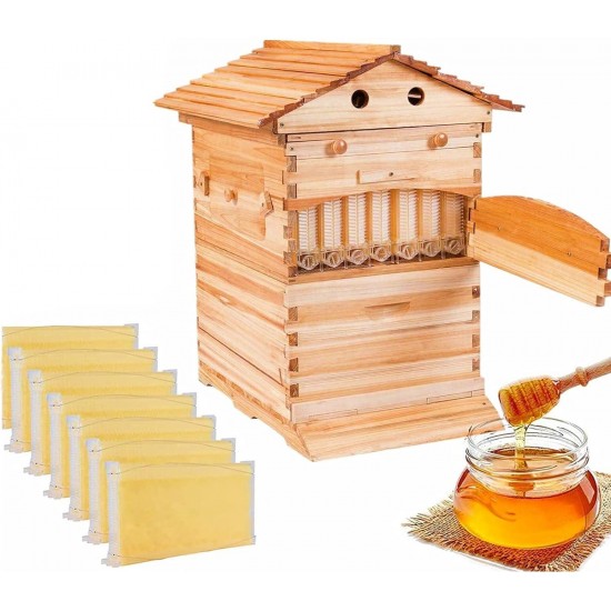 Auto Flows Beehive - Cedar Wooden Bee House with 7 Panel for Beekeeper