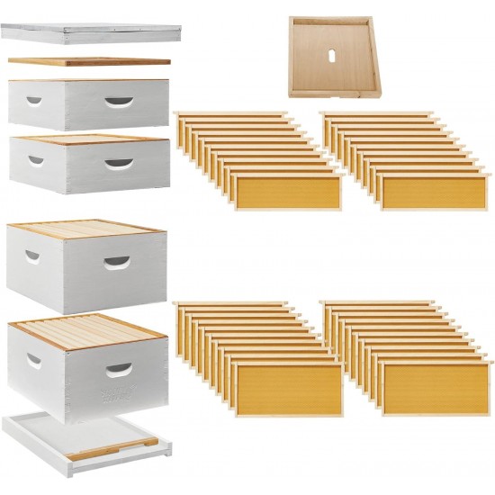 Beehive Kit Fully Assembled and Painted - 10 Frame Kit, 2 Deep Brood Boxes and 2 Medium Supers